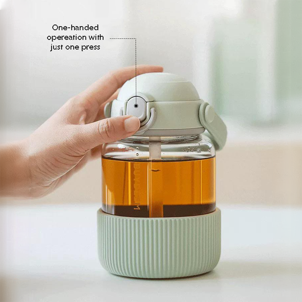 Buydeem Pop-up Straw Glass Bottle 800ML