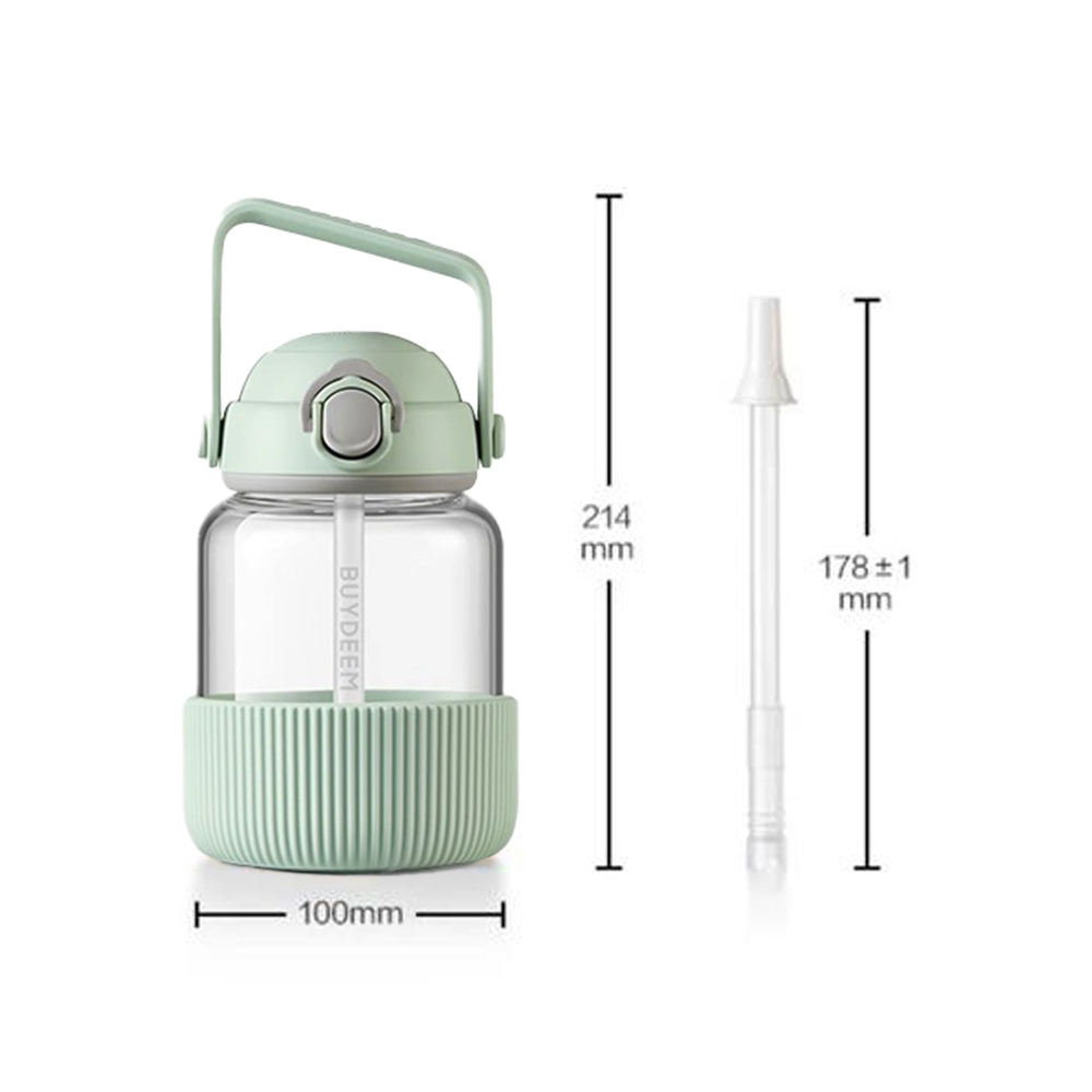 Buydeem Pop-up Straw Glass Bottle 800ML
