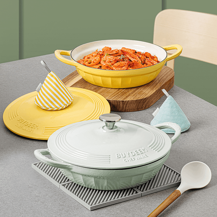 Buydeem Enameled Cast Iron Braiser 3.1L