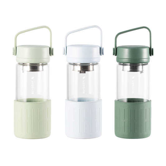 Portable Glass Bottle/Tumbler with Tea Strainer (350ML)