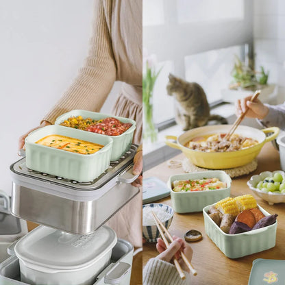 Buydeem Ceramic Bento Lunch Box With Lid 810ML