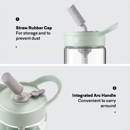 Buydeem Portable Glass Water Bottle with Straw 500ML