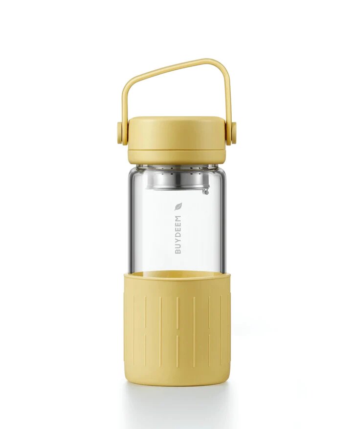 Portable Glass Bottle/Tumbler with Tea Strainer (350ML)